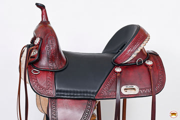 Hilason Western Horse Treeless Trail Saddle Genuine American Leather Antique Mahogany